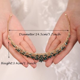 JWICOS Vintage Bridal Wedding Tiara Crystal Gemstone Queen Crown for Brides Rhinestone Halloween Crown for Women Prom Party