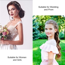 Didder Silver Bridal Headpiece, Rhinestone Wedding Headband, Crystal Hair Accessories for Brides, Women Wedding Jewelry for Bridesmaids