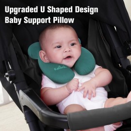 KAKIBLIN Baby Travel Pillow, Infant Head and Neck Support Pillow for Car Seat, Pushchair, for 0-1 Years Old Baby (Green)