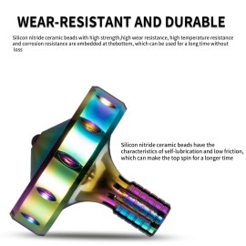 CHEETOP Precision Metal Spinning Top, Long Lasting Spin Time and Perfect Balance, Skilled Adult Easily Exceed 10 Mins, Portable Stainless Steel EDC Office Desktop Game Toys (M, Iridescent)