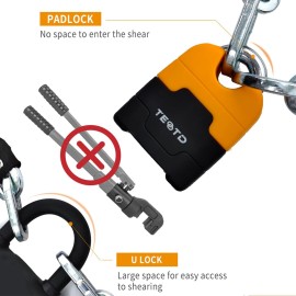 Heavy Duty Anti-Theft Motorcycle Chain Lock - 3ft/90cm Long, 10mm Thick Chain with Bright-Colored Lock, 4 Keys for Bicycle, Scooter (5.95lbs)
