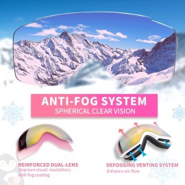 Freela Ski Goggles Snowboard Snow Skiing Snowboarding Equipment Winter Snow Sport Glasses Goggles Anti-fog UV Protection Mirror Clear Goggles for Toddler Kids Girl Boy Youth Snowmobile Snowboard Gear