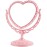 Jetec Heart Shaped Mirror Double Sided Dresser Coquette Room Decor Vintage Makeup Cosmetic Mirror for Dressing Bathroom Bedroom(Pink)