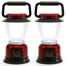FANT.LUX LED Lantern Variable Power Retro Battery Powered Camping Light, COB High Brightness Dimmable Camping Lamp for Hiking, Fishing, Repairing and Emergency Lighting (Red-2 Pack)