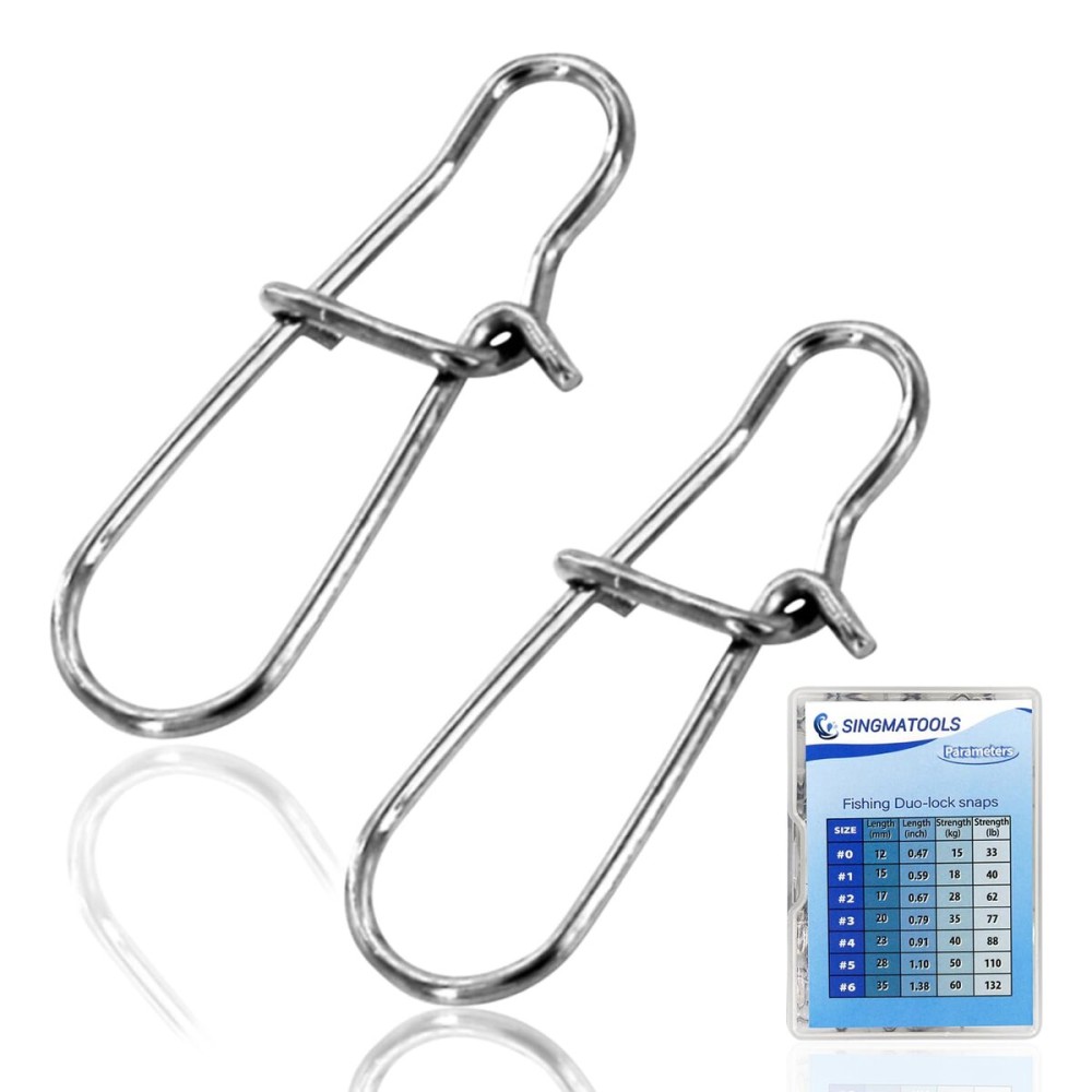 SINGMATOOLS 100 Pack Fishing Duo Lock Snap Fishing Gear Hooked Snap Speed Clips Fishing Lures Connector Quick Change