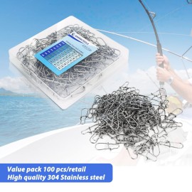 SINGMATOOLS 100 Pack Fishing Duo Lock Snap Fishing Gear Hooked Snap Speed Clips Fishing Lures Connector Quick Change
