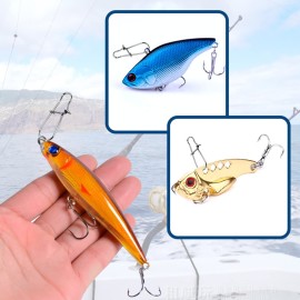 SINGMATOOLS 100 Pack Fishing Duo Lock Snap Fishing Gear Hooked Snap Speed Clips Fishing Lures Connector Quick Change
