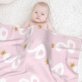 Duduho Cute Childish Swan Princess Baby Blankets Soft Warm Fuzzy Plush Bed Throw Blanket for Newborn Infant Toddler Girls Boys Kids, 30X40
