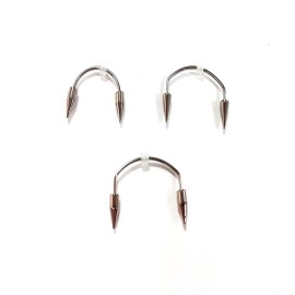 3Pcs No Piercing Stainless Steel Vampire Teeth Fangs Set Barbell Canine Smile Teeth Spike Tiger Lips hoop Ring for Women Men Halloween Party Easter Body Jewelry-D 3pcs