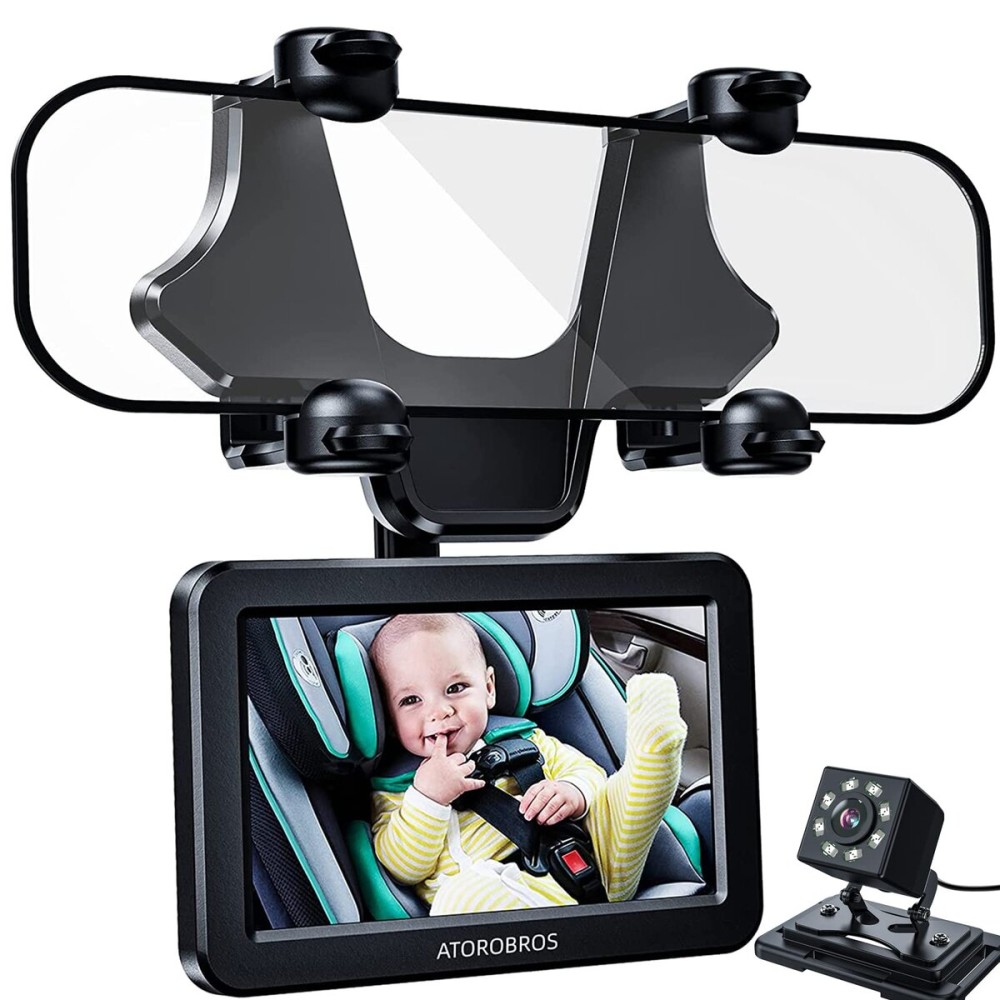 Baby Mirror for Car, ATOROBROS Baby Car Camera for Rear-Facing Seat with 4.3\'\' HD Display, Upgrade 360 Rearview Mirror Display Bracket, Easy and Safe to See Baby while Driving