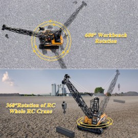 Hitish Remote Control Tower Crane Die Cast Truck Hoist Dragline 1:14 Scale 2.4GHz Remote Control Engineering Lift Model Truck Crawler Loader Excavator Bulldozer Construction Toy for Boys & Girls