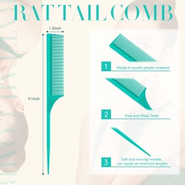 2 Pack Rat Tail Combs for Women Fine Tooth Comb Parting Tip Carbon Fiber Root Teasing Anti Static Heat Resistant Adding Volume Evening Hair Styling (Green) 2 Pack Rat Tail Combs for Women Fine Tooth Comb Parting Tip Carbon Fiber Root Teasing Anti Static Heat Resistant Adding Volume Evening Hair Styling (Green)