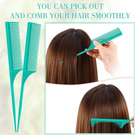 2 Pack Rat Tail Combs for Women Fine Tooth Comb Parting Tip Carbon Fiber Root Teasing Anti Static Heat Resistant Adding Volume Evening Hair Styling (Green) 2 Pack Rat Tail Combs for Women Fine Tooth Comb Parting Tip Carbon Fiber Root Teasing Anti Static Heat Resistant Adding Volume Evening Hair Styling (Green)