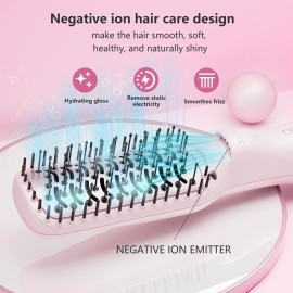 DAN Technology Hair Dryer, Negative Ion 3 in 1 Paddle Brush Dryer & Styler, Pink, 600W, for Damaged Hair, with 2 Speeds, 3 Heating Settings, Nylon Material, ALCI Safety Plug, [IN] Hair Care or Beauty