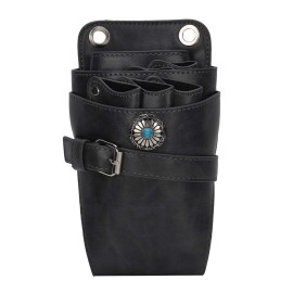 Barber Pocket Pouch, Small PU Pocket Hairdressing Tool with Adjustable Belt Multiple Pockets Professional Practical Waist Pouch for Barber Black