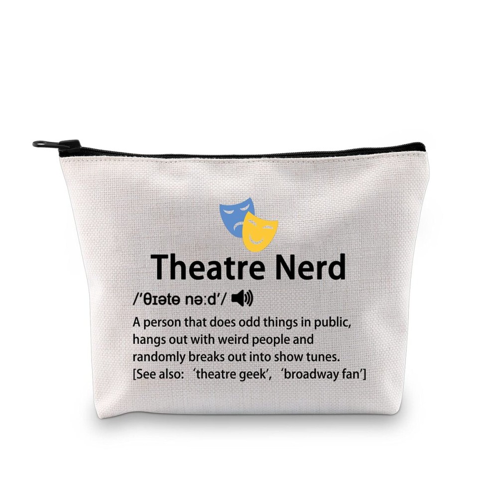 MBMSO Theatre Gifts Theatre Nerd Makeup Bag Drama Gifts Musical Gifts Theatre Lover Gifts Comedy Tragedy Masks Travel Bag Theatre Geek Gifts (Theatre Nerd bag)