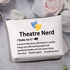 MBMSO Theatre Gifts Theatre Nerd Makeup Bag Drama Gifts Musical Gifts Theatre Lover Gifts Comedy Tragedy Masks Travel Bag Theatre Geek Gifts (Theatre Nerd bag)