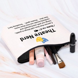 MBMSO Theatre Gifts Theatre Nerd Makeup Bag Drama Gifts Musical Gifts Theatre Lover Gifts Comedy Tragedy Masks Travel Bag Theatre Geek Gifts (Theatre Nerd bag)
