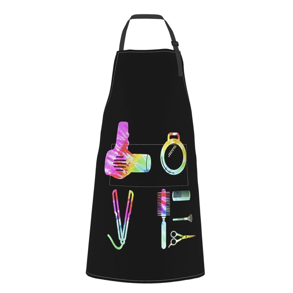 Wisedeal Rainbow Apron, Tie Dye Hair Drier Scissors Apron with 2 Pockets Adjustable Neck for Professional Salons Hair Stylist or Home Hair Cutting, for Salon Barber Hairdressers BBQ Grill Housewife Wisedeal Rainbow Apron, Tie Dye Hair Drier Scissors Apron with 2 Pockets Adjustable Neck for Professional Salons Hair Stylist or Home Hair Cutting, for Salon Barber Hairdressers BBQ Grill Housewife