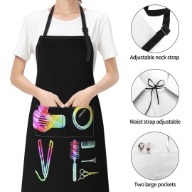 Wisedeal Rainbow Apron, Tie Dye Hair Drier Scissors Apron with 2 Pockets Adjustable Neck for Professional Salons Hair Stylist or Home Hair Cutting, for Salon Barber Hairdressers BBQ Grill Housewife Wisedeal Rainbow Apron, Tie Dye Hair Drier Scissors Apron with 2 Pockets Adjustable Neck for Professional Salons Hair Stylist or Home Hair Cutting, for Salon Barber Hairdressers BBQ Grill Housewife