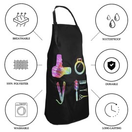Wisedeal Rainbow Apron, Tie Dye Hair Drier Scissors Apron with 2 Pockets Adjustable Neck for Professional Salons Hair Stylist or Home Hair Cutting, for Salon Barber Hairdressers BBQ Grill Housewife Wisedeal Rainbow Apron, Tie Dye Hair Drier Scissors Apron with 2 Pockets Adjustable Neck for Professional Salons Hair Stylist or Home Hair Cutting, for Salon Barber Hairdressers BBQ Grill Housewife