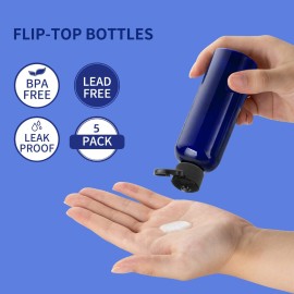 LISAPACK 3.4Oz Travel Bottles with Flip Cap (5 Pcs) Empty Dispenser Container for Travel Size Cosmetics (100ml, Blue) LISAPACK 3.4Oz Travel Bottles with Flip Cap (5 Pcs) Empty Dispenser Container for Travel Size Cosmetics (100ml, Blue)