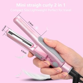 DAN Technology,Small Hair Straightener for Short Hair,1/2 Mini Hair Straightener, Dual Voltage Travel Flat Iron,U-Shaped Plates & 30s Fast Heating
