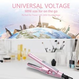 DAN Technology,Small Hair Straightener for Short Hair,1/2 Mini Hair Straightener, Dual Voltage Travel Flat Iron,U-Shaped Plates & 30s Fast Heating