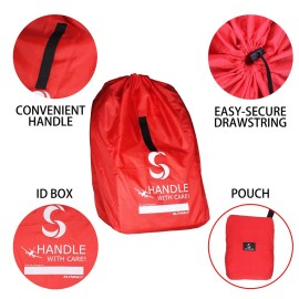 SLYNNAR Car Seat Travel Bag for Airplane - Fits Convertible Car Seats, Infant carriers & Booster Seats, Black Upgrade