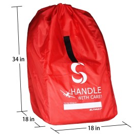 SLYNNAR Car Seat Travel Bag for Airplane - Fits Convertible Car Seats, Infant carriers & Booster Seats, Black Upgrade