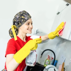 Scrub Caps Women with Buttons Nurse Hat Scrub Cap Ponytail Nursing Hats Long Hair Working Cap with Buttons and Ribbon Tie Halloween Chemo Hats Cancer Headwear Head Scarfs