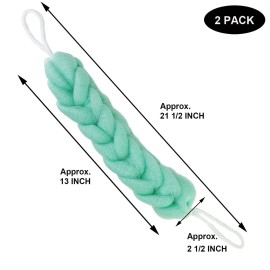 PPHAO - Back Scrubber for Shower - Bath Sponge - Long Loofah - Bath Back Scrubber for Shower for Men - Loofah for Women - Loofah Sponge for Men - 21.5 INCH - Green Loofah - 2 Pack