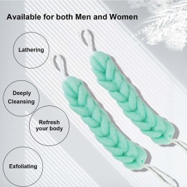 PPHAO - Back Scrubber for Shower - Bath Sponge - Long Loofah - Bath Back Scrubber for Shower for Men - Loofah for Women - Loofah Sponge for Men - 21.5 INCH - Green Loofah - 2 Pack