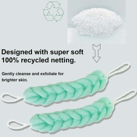 PPHAO - Back Scrubber for Shower - Bath Sponge - Long Loofah - Bath Back Scrubber for Shower for Men - Loofah for Women - Loofah Sponge for Men - 21.5 INCH - Green Loofah - 2 Pack