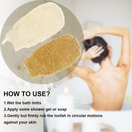 PPHAO BASIC - Bath Gloves for Shower - Organic Bath Mitts Washcloths - Bath Gloves Exfoliating for Women and Men - Body Scrubbers for Use in Shower - Ramie and Jute Fiber - 2 Pack