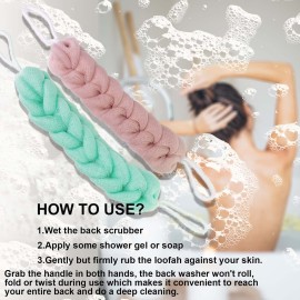PPHAO - Back Scrubber for Shower - Long Loofah Sponge for Women - Bath Sponge - Loofah Back Scrubber for Shower Exfoliating for Men - 21.5 INCH - Green and Pink Loofah - 2 Pack PPHAO - Back Scrubber for Shower - Long Loofah Sponge for Women - Bath Sponge - Loofah Back Scrubber for Shower Exfoliating for Men - 21.5 INCH - Green and Pink Loofah - 2 Pack