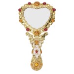 Beaupretty Hand Mirror Vintage Handheld Mirror Heart Shaped Travel Mirror Salon Barber Hairdressing Mirror Cosmetic Mirror for Pocket Purse Birthday Golden