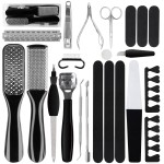 Professional Manicure and Pedicure Tool Kit Professional Exfoliation Foot File Set for Women and Men at Home Or Travel Or Salon to Foot Care (BlackB-30PCS)