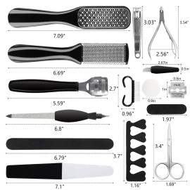 Professional Manicure and Pedicure Tool Kit Professional Exfoliation Foot File Set for Women and Men at Home Or Travel Or Salon to Foot Care (BlackB-30PCS)