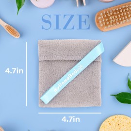 myHomeBody Soap Pocket Squares Exfoliating Pouch, Body Scrubber, Exfoliator Sponge for Bath or Shower, or Leftover Bits Saver, White Smoke, 3 Pack + 2 Lift Pads