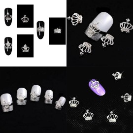 JERCLITY 100 Pieces 3D Silver Alloy Crown Nail Charms Studs Crown Diamonds Nail Art Nail Jewels Set Crown Nail Studs Clear Crystals Manicure Jewelry for Women Girls (0.35inchx0.39inch) JERCLITY 100 Pieces 3D Silver Alloy Crown Nail Charms Studs Crown Diamonds Nail Art Nail Jewels Set Crown Nail Studs Clear Crystals Manicure Jewelry for Women Girls (0.35inchx0.39inch)
