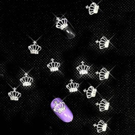 JERCLITY 100 Pieces 3D Silver Alloy Crown Nail Charms Studs Crown Diamonds Nail Art Nail Jewels Set Crown Nail Studs Clear Crystals Manicure Jewelry for Women Girls (0.35inchx0.39inch) JERCLITY 100 Pieces 3D Silver Alloy Crown Nail Charms Studs Crown Diamonds Nail Art Nail Jewels Set Crown Nail Studs Clear Crystals Manicure Jewelry for Women Girls (0.35inchx0.39inch)