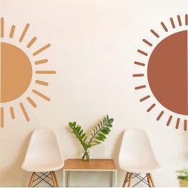 Half Sun Wall Decal Large Wall Decal Sunshine Wall Stickers Baby Room Wall Art Decals Sun Decals for Walls Sunrise Sticker Peel and Stick Headboard Wall Decals for Nursery Kids Bedroom Playroom Decor