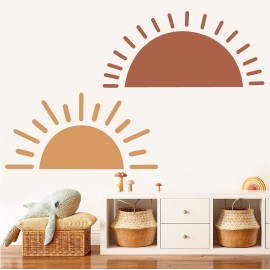 Half Sun Wall Decal Large Wall Decal Sunshine Wall Stickers Baby Room Wall Art Decals Sun Decals for Walls Sunrise Sticker Peel and Stick Headboard Wall Decals for Nursery Kids Bedroom Playroom Decor