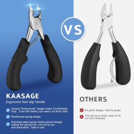 Nail Clipper for Ingrown or Thick Nail, Kaasage Podiatrist Toenail Clippers with Surgical Stainless Steel Sharp Curved Blades & Anti-Slip Handle, Professional Nail Cutter for Men, Women and Seniors