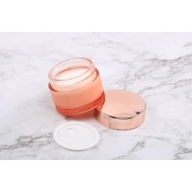 4 Pack Cosmetic Jar Empty Pink Glass Jar Travel Cream Jar Makeup Sample Container Pot For Cream Lotions Scrubs Lip Balm With Inner Liner And Rose Gold Lids (50g/1.7oz)