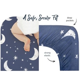 Cambria Baby 100% Organic Cotton Jersey Fitted Bassinet Sheets for Boy. 3 Pk Adapts to Oval, Hourglass & Rectangle Shaped Bassinet Pads. Fits Halo, Snoo, Graco, and Most other Standard Size Bassinets.