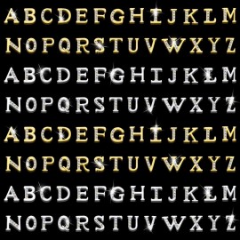 104Pcs Rhinetone Letters Nail Studs, Kalolary Gold Silver 3D Capital Rhinetone Nail Letter English Alphabet Stud Charm DIY Manicure Nails Jewelry Making Crafts Decoration for Women Girls