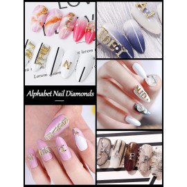 104Pcs Rhinetone Letters Nail Studs, Kalolary Gold Silver 3D Capital Rhinetone Nail Letter English Alphabet Stud Charm DIY Manicure Nails Jewelry Making Crafts Decoration for Women Girls 104Pcs Rhinetone Letters Nail Studs, Kalolary Gold Silver 3D Capital Rhinetone Nail Letter English Alphabet Stud Charm DIY Manicure Nails Jewelry Making Crafts Decoration for Women Girls