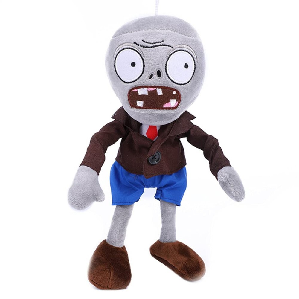 JHESAO 12 PVZ Plush Zombies Brown Coat Toys Soft Doll Gray